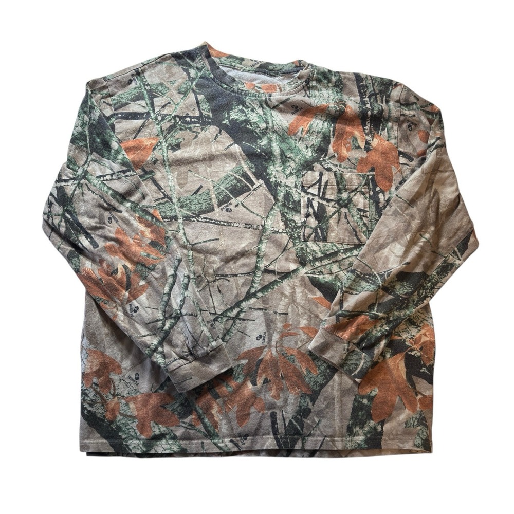 Vintage Real Tree Long Sleeve‎ T-shirt Leaf Camouflage Forest Camo Tee No Tag